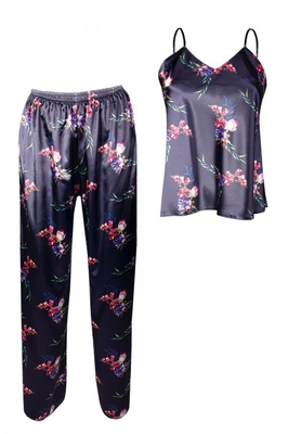 DKAREN Dámské saténové pyžamo FLOWERS KI 009 