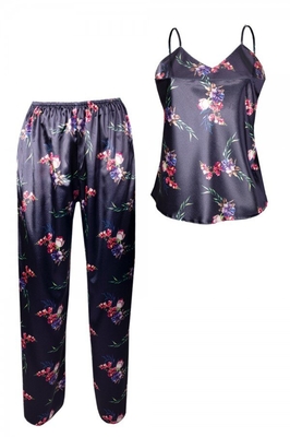 DKAREN Dámské saténové pyžamo FLOWERS KI 009 