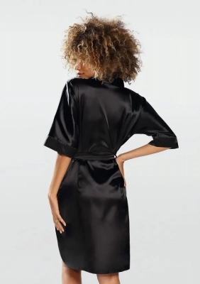 DKAREN Dámský saténový  župan 100 černý