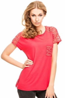 Dámská halenka Violana Lynn raspberry krátký rukáv